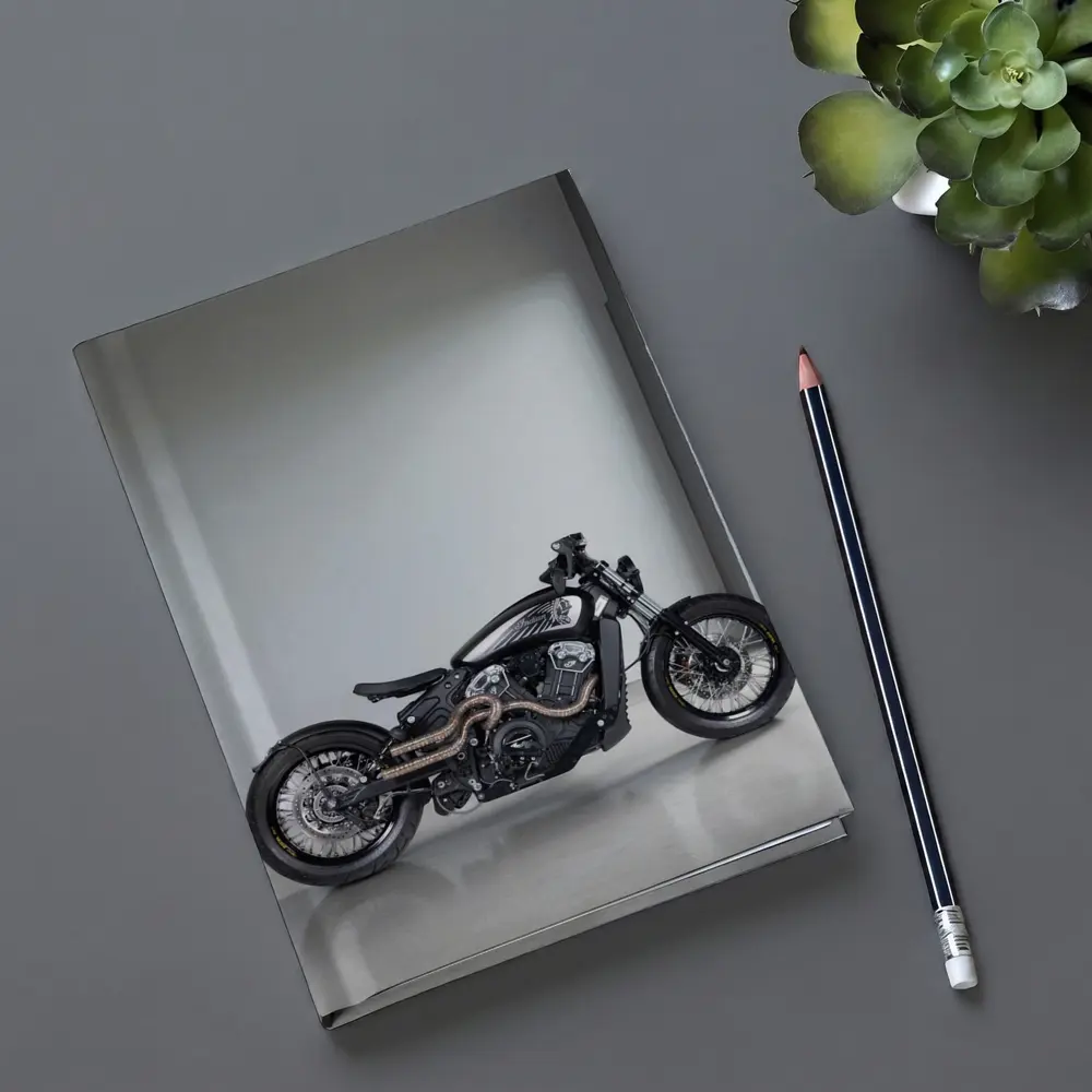 Custom Black Bobber Motorcycle Minimal Studio – Notebooks