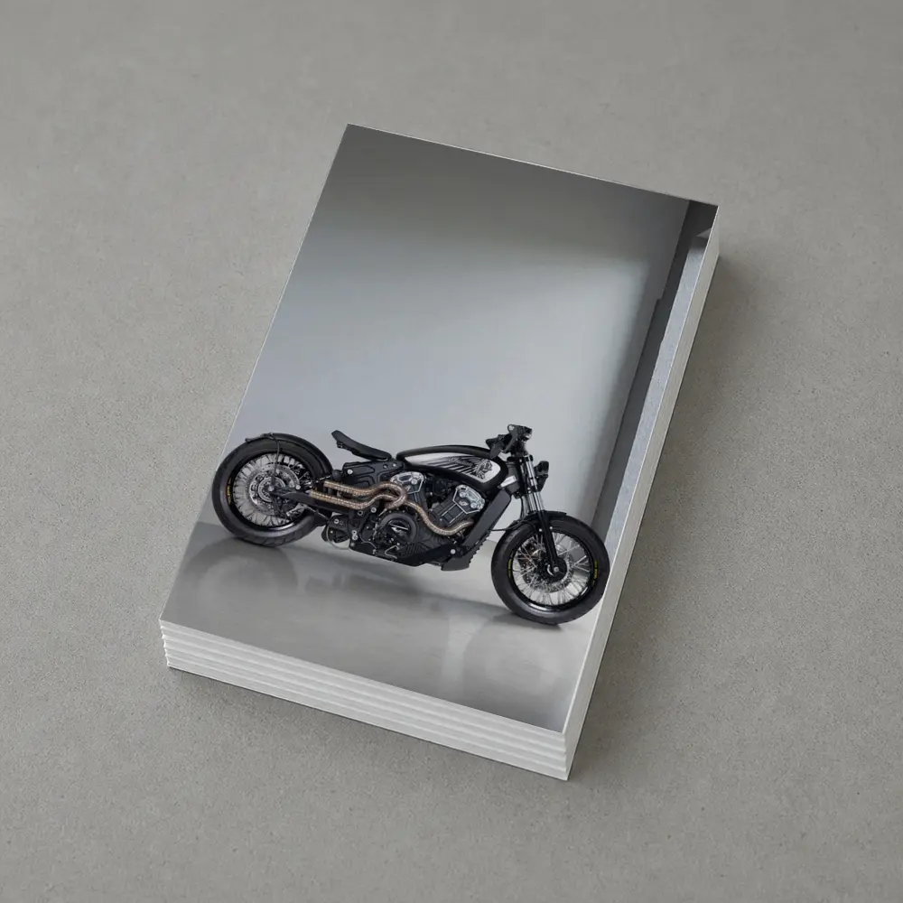 Custom Black Bobber Motorcycle Minimal Studio – Postcards