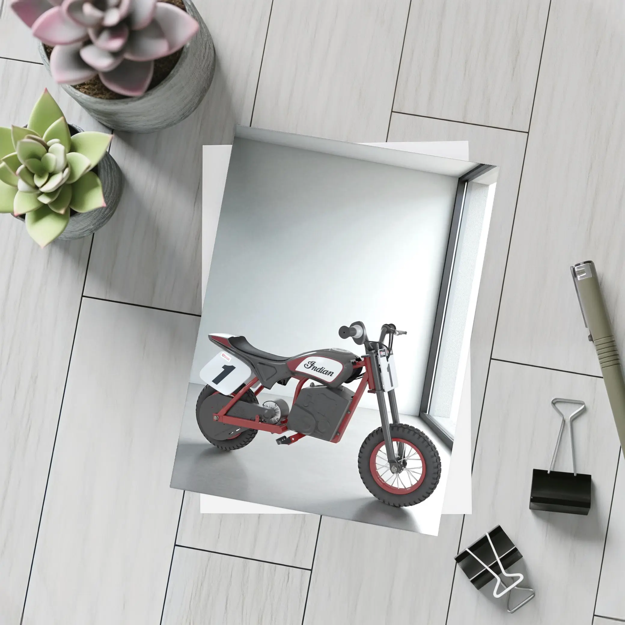 Indian Electric Mini Bike White Room – Postcards