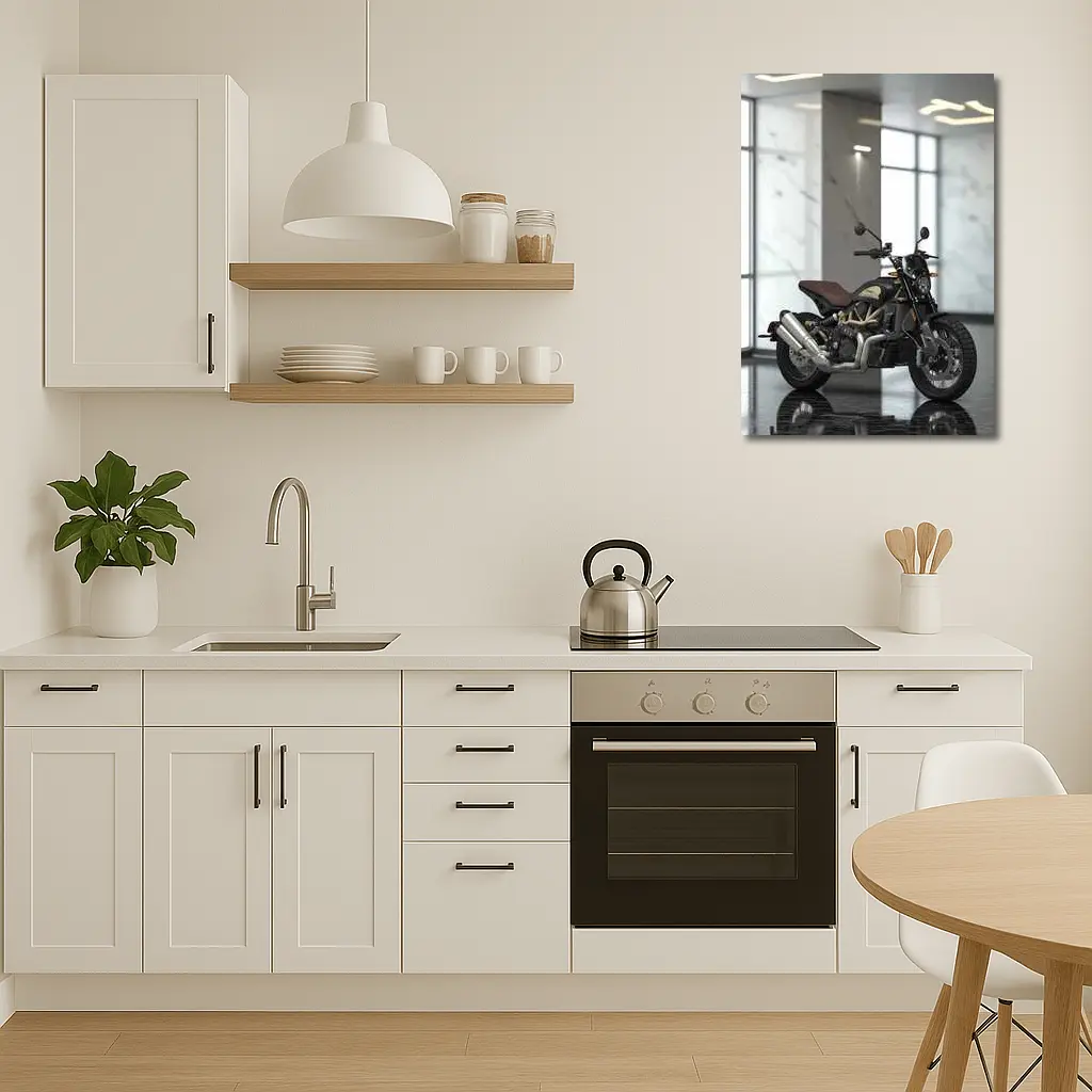 Indian Motorcycle Dark Interior Marble Showroom – Wall Art