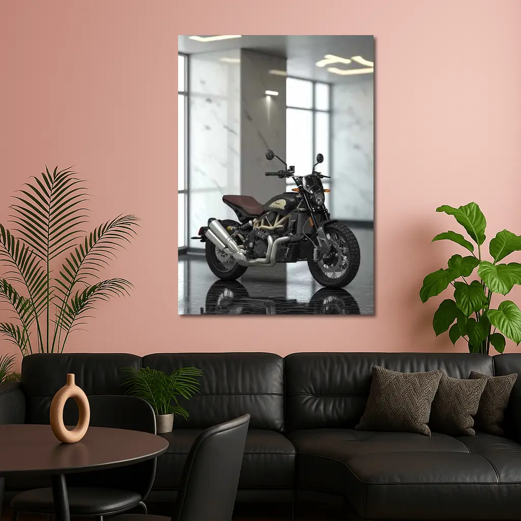 Indian Motorcycle Dark Interior Marble Showroom – Wall Art
