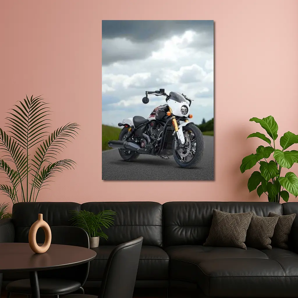 Indian Motorcycle Cafe Racer Stormy Road – Wall Art