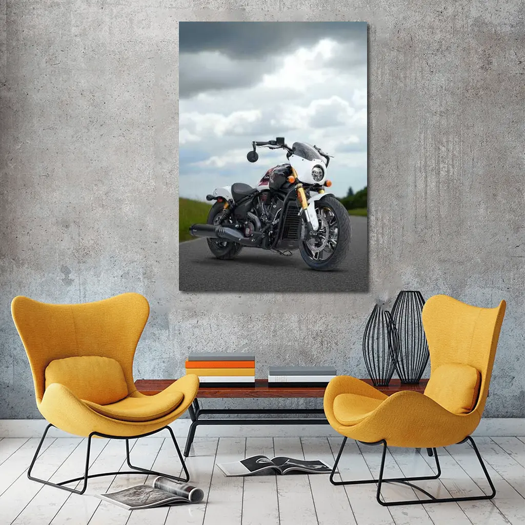 Indian Motorcycle Cafe Racer Stormy Road – Wall Art