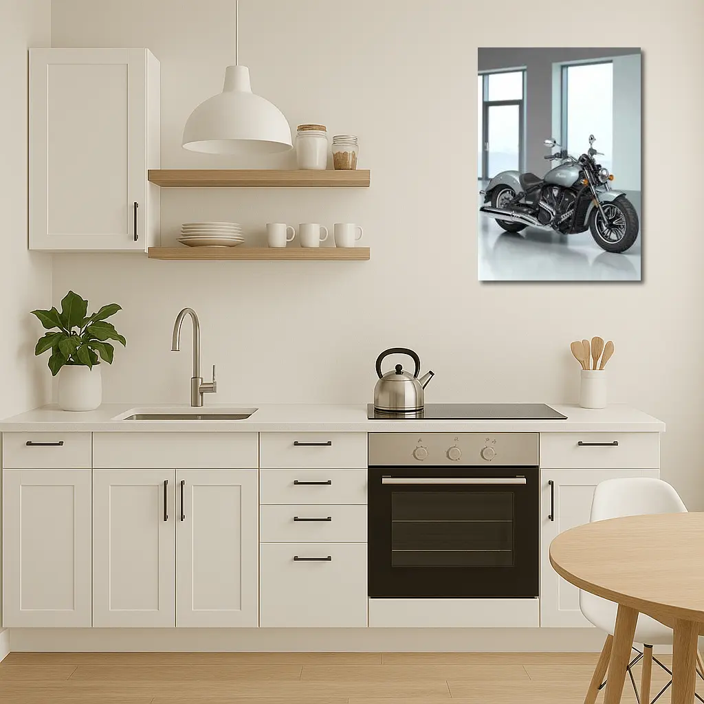Indian Motorcycle Silver Cruiser Minimalist Studio – Wall Art