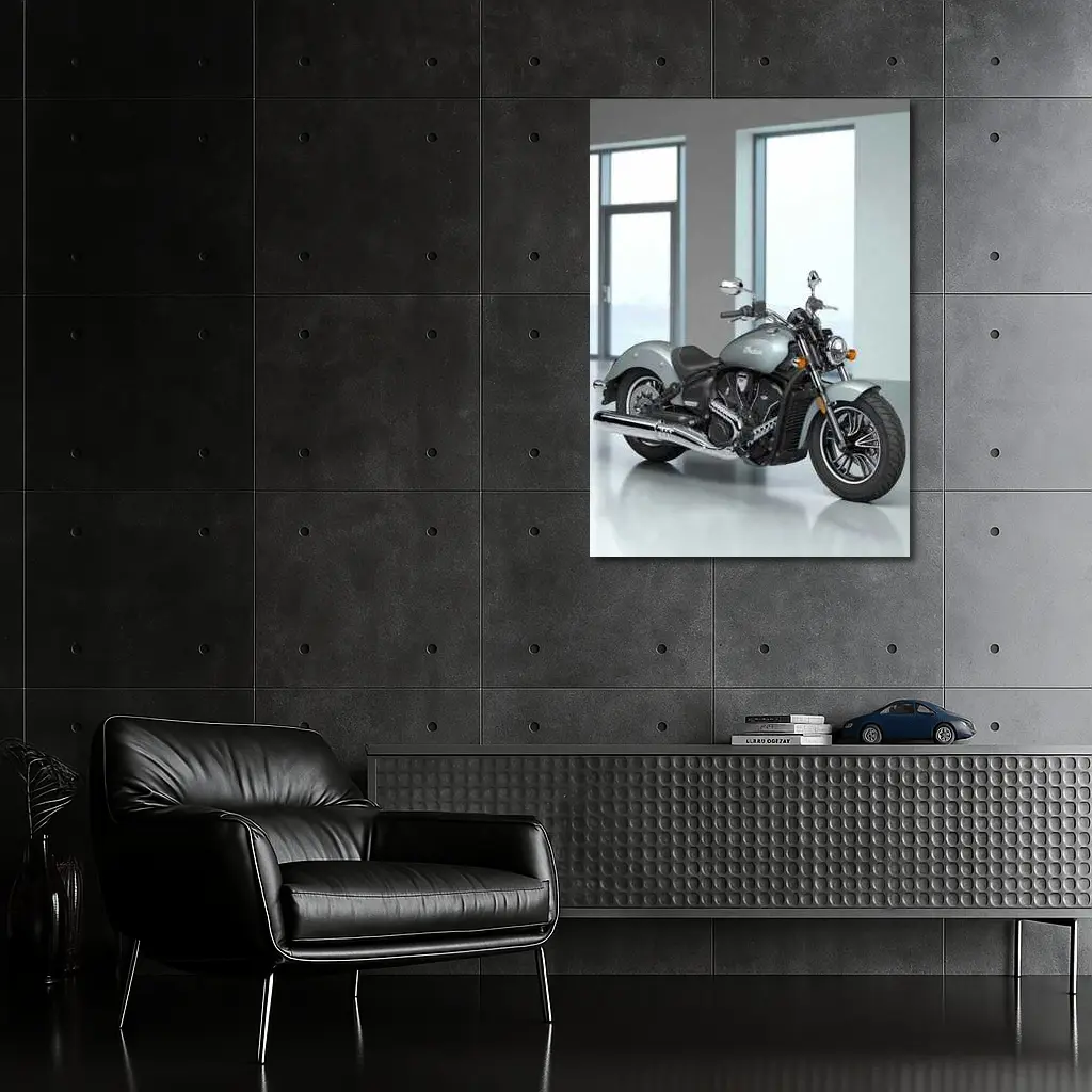 Indian Motorcycle Silver Cruiser Minimalist Studio – Wall Art