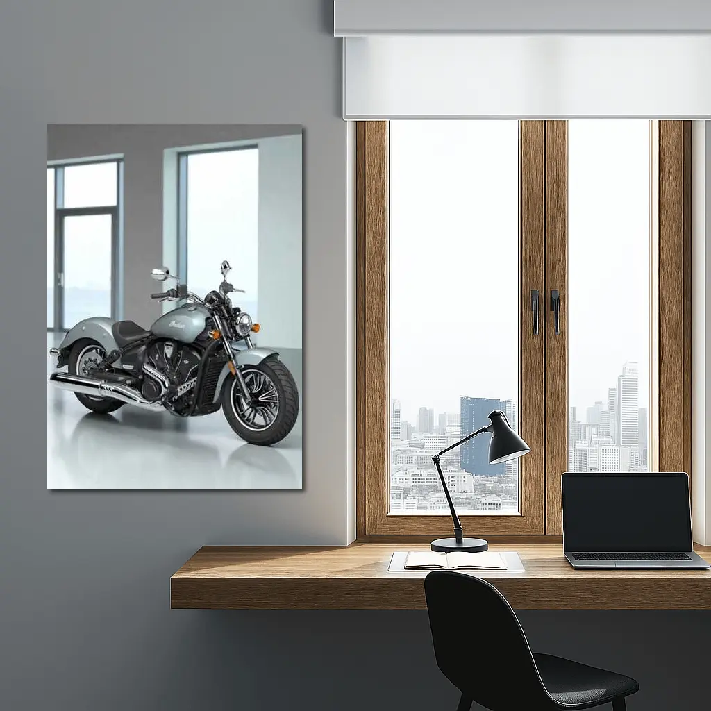 Indian Motorcycle Silver Cruiser Minimalist Studio – Wall Art