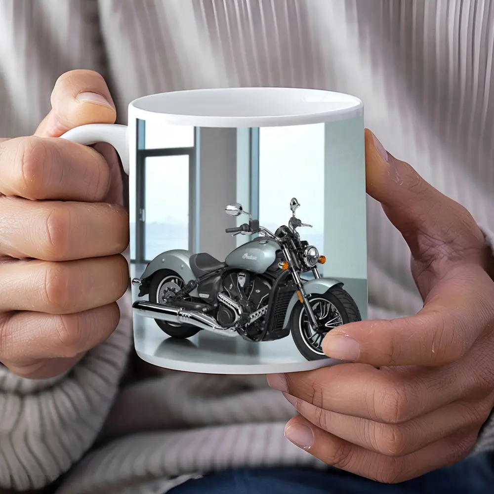 Indian Motorcycle Silver Cruiser Minimalist Studio – Mugs