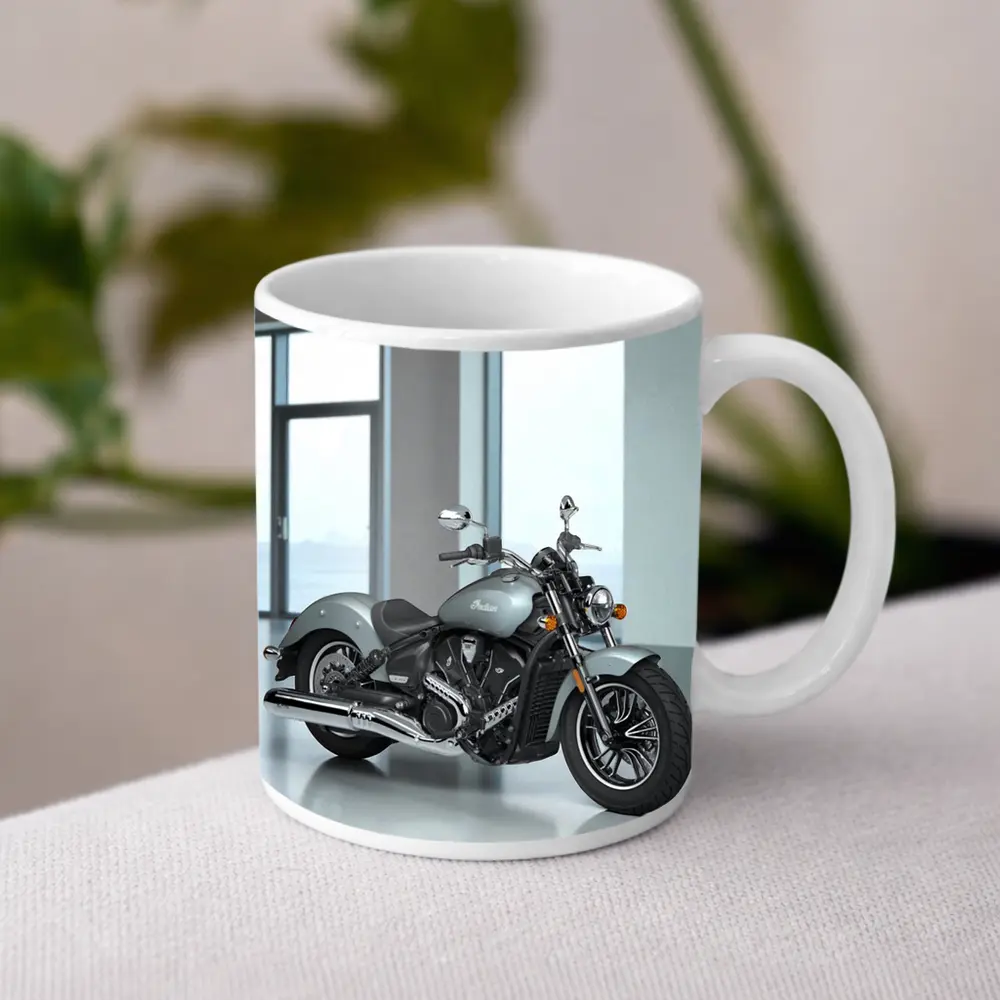 Indian Motorcycle Silver Cruiser Minimalist Studio – Mugs