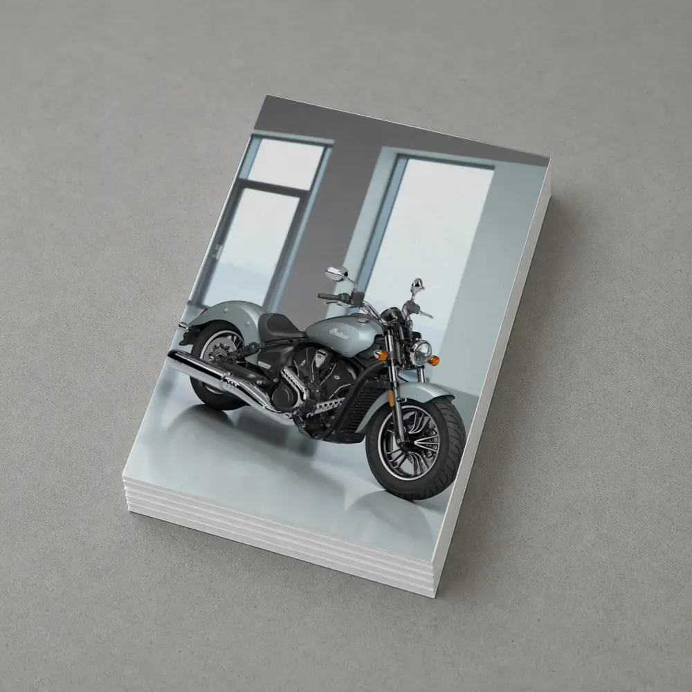 Indian Motorcycle Silver Cruiser Minimalist Studio – Postcards