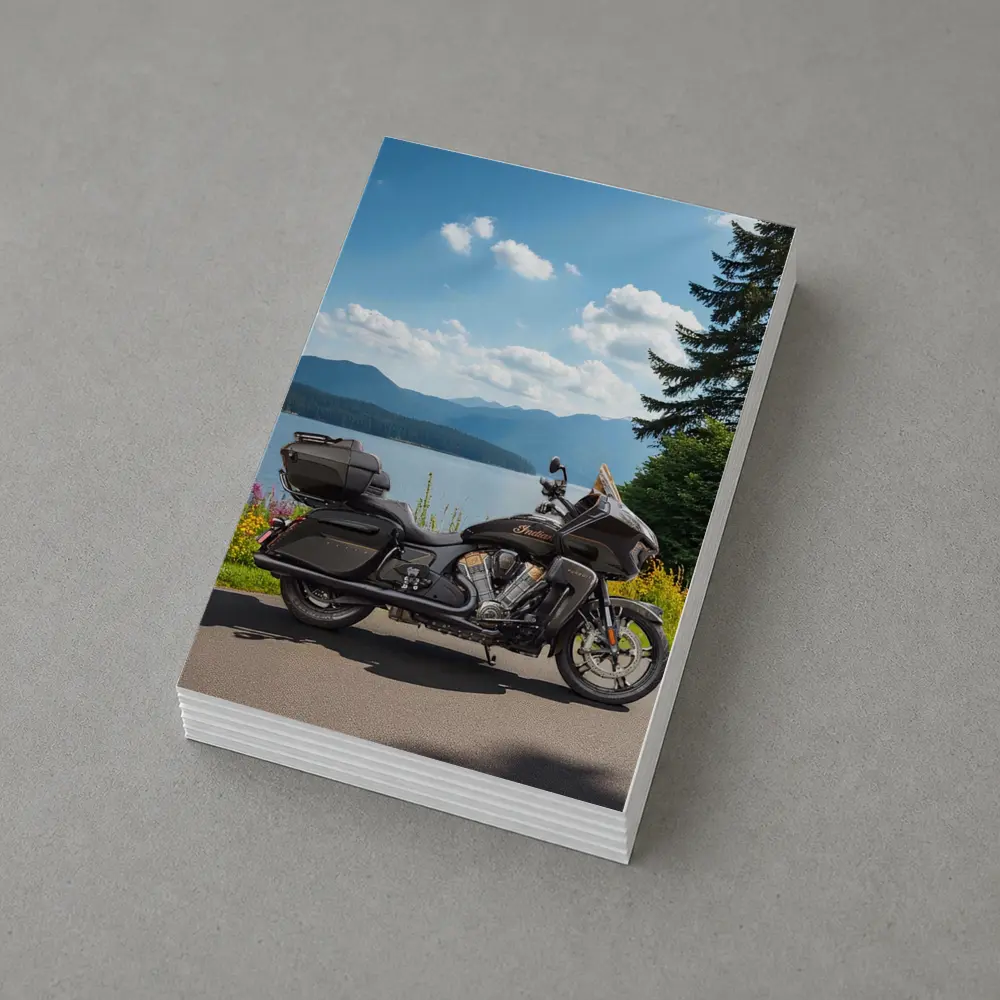 Indian Motorcycle Lakeside Mountain Landscape – Postcards