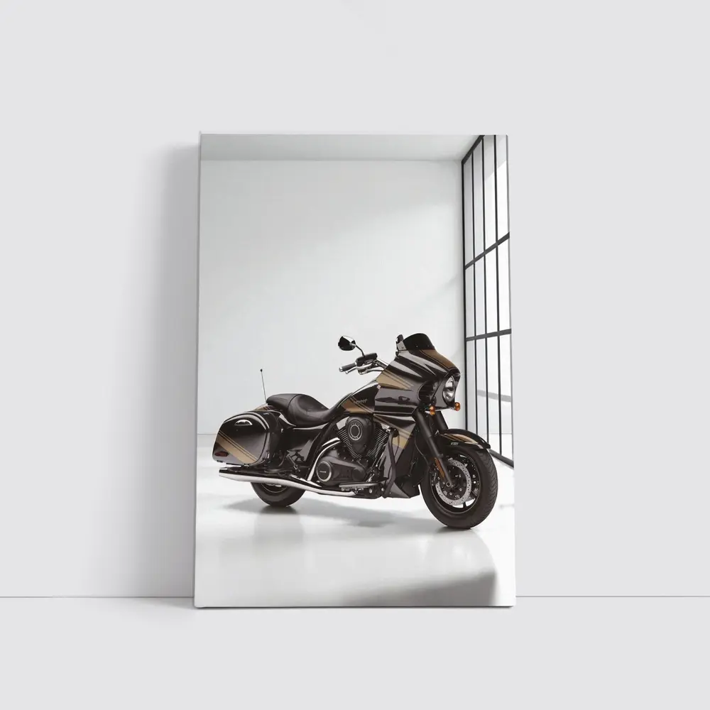 Kawasaki Cruiser Motorcycle Dark Studio Setting – Wall Art
