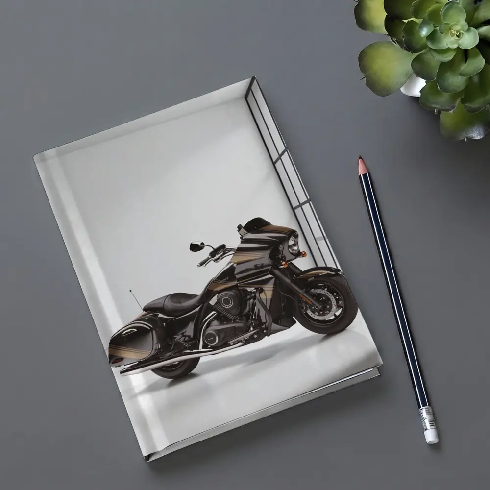 Kawasaki Cruiser Motorcycle Dark Studio Setting – Notebooks