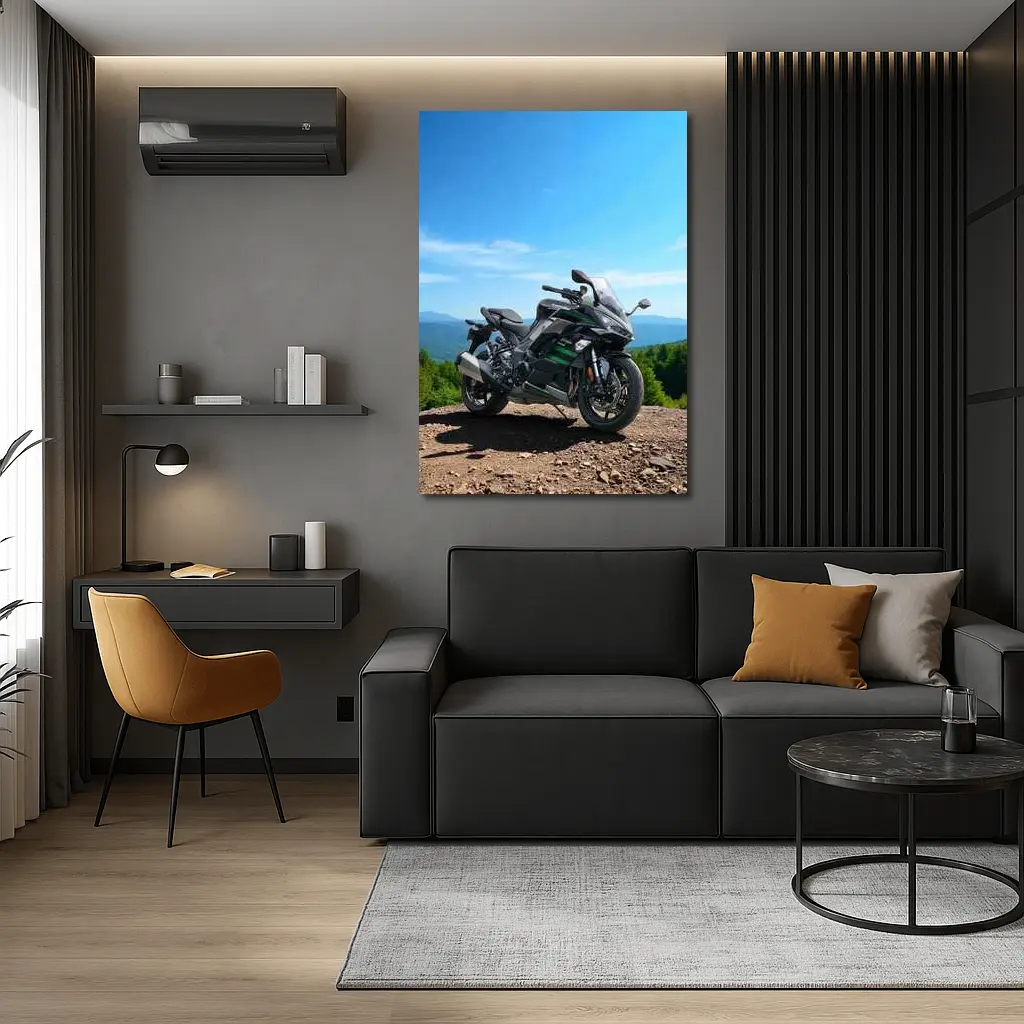 Kawasaki Sport Bike Mountain Overlook View – Wall Art