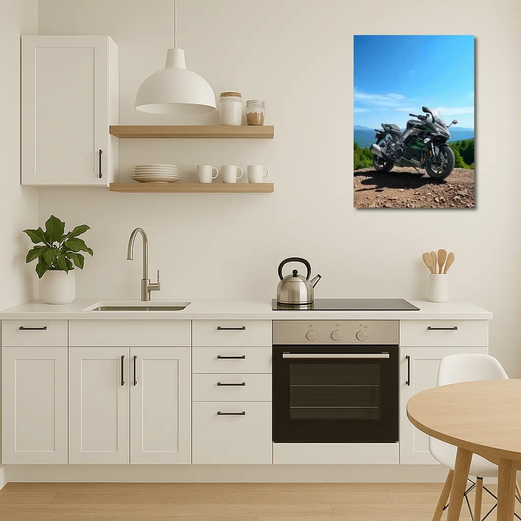 Kawasaki Sport Bike Mountain Overlook View – Wall Art