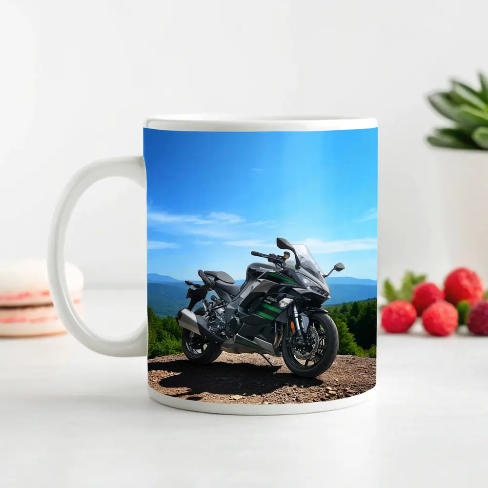 Kawasaki Sport Bike Mountain Overlook View – Mugs