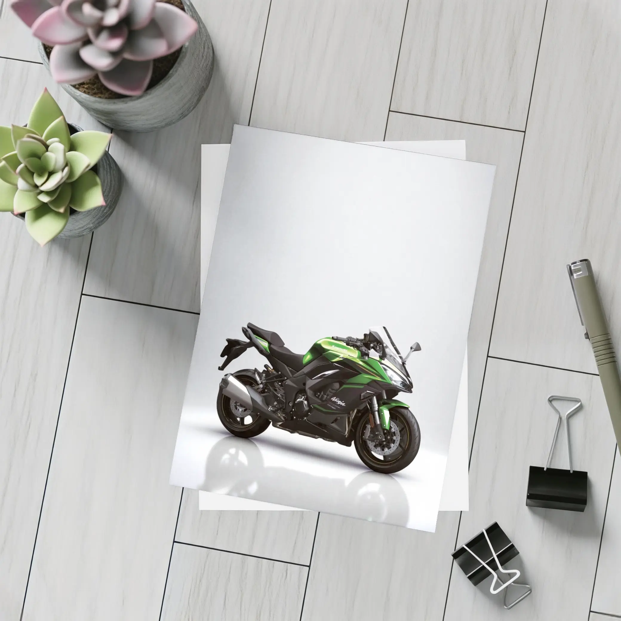Kawasaki Ninja Sport Bike Gray Studio – Postcards