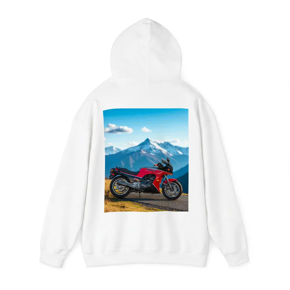 Kawasaki Sport Bike Red Mountain Backdrop – Hoodies