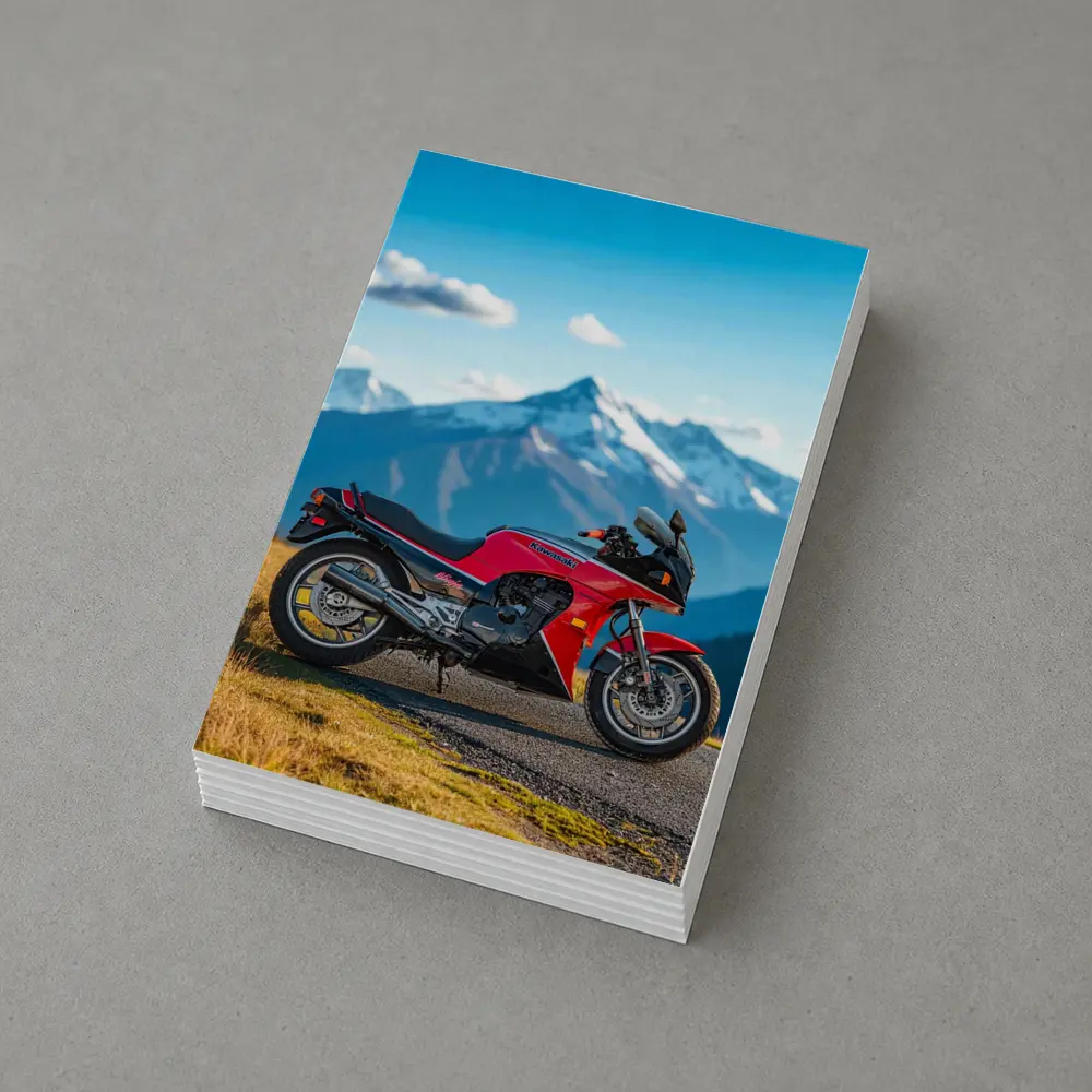 Kawasaki Sport Bike Red Mountain Backdrop – Postcards