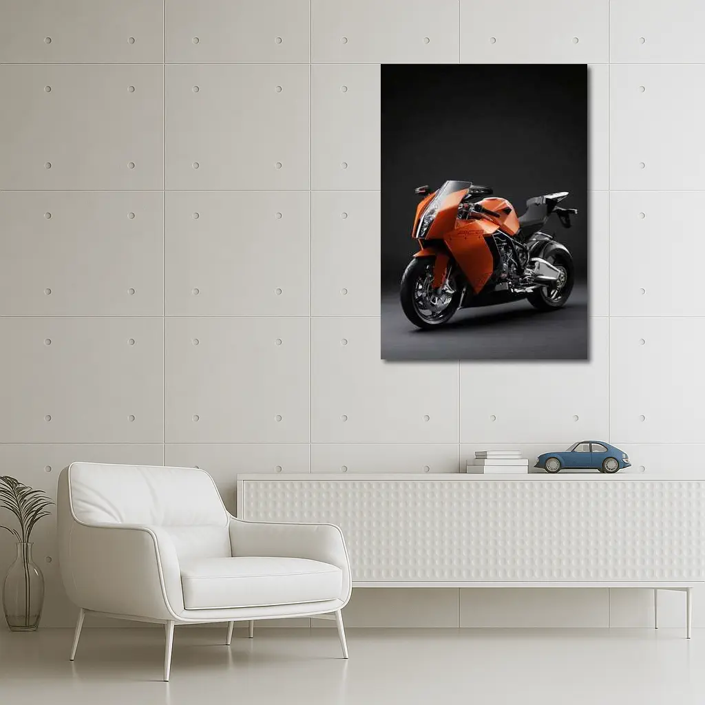 KTM RC8 Superbike Against Dark Studio Background – Wall Art