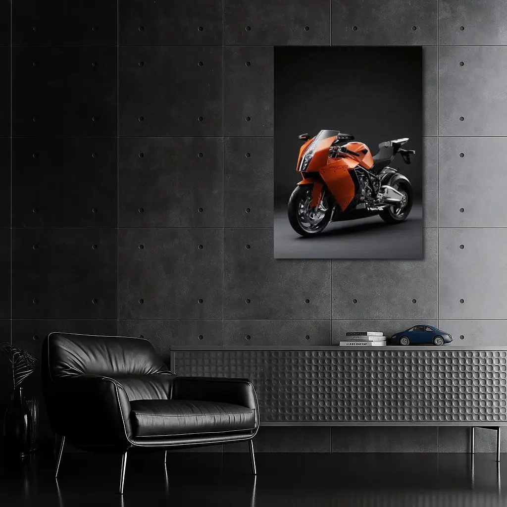 KTM RC8 Superbike Against Dark Studio Background – Wall Art