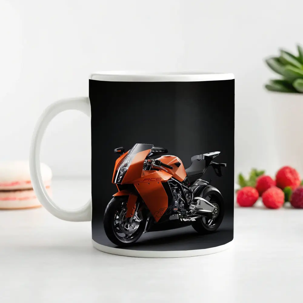 KTM RC8 Superbike Against Dark Studio Background – Mugs