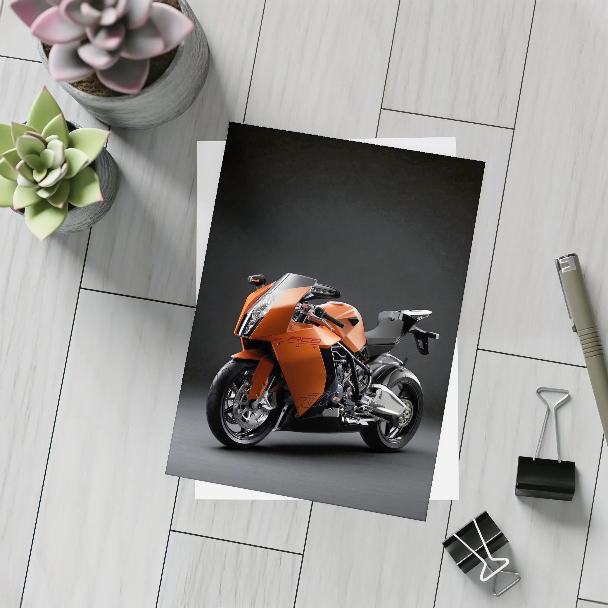 KTM RC8 Superbike Against Dark Studio Background – Postcards