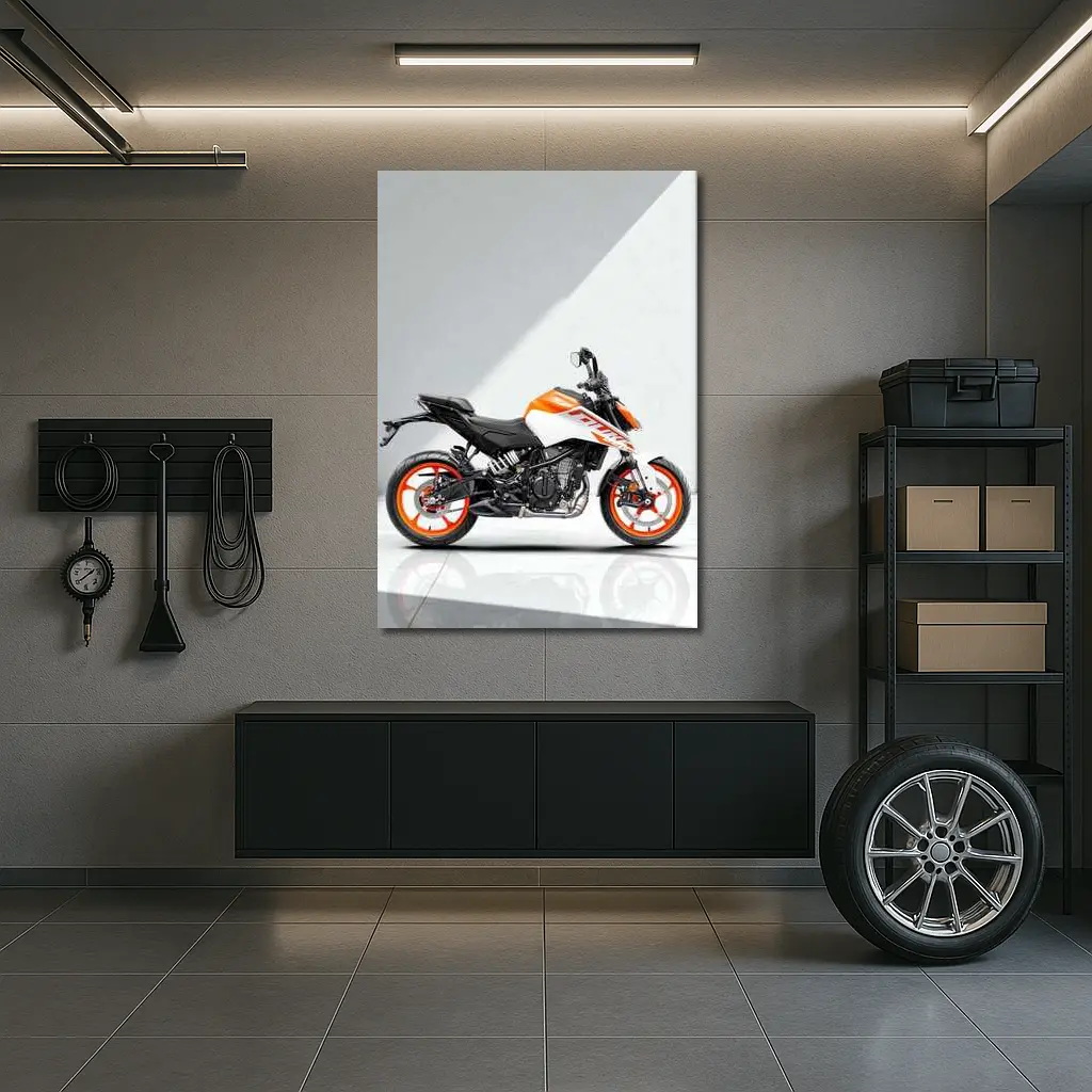 KTM Duke Motorcycle White Orange Studio – Wall Art