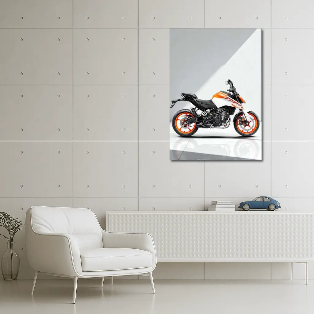 KTM Duke Motorcycle White Orange Studio – Wall Art