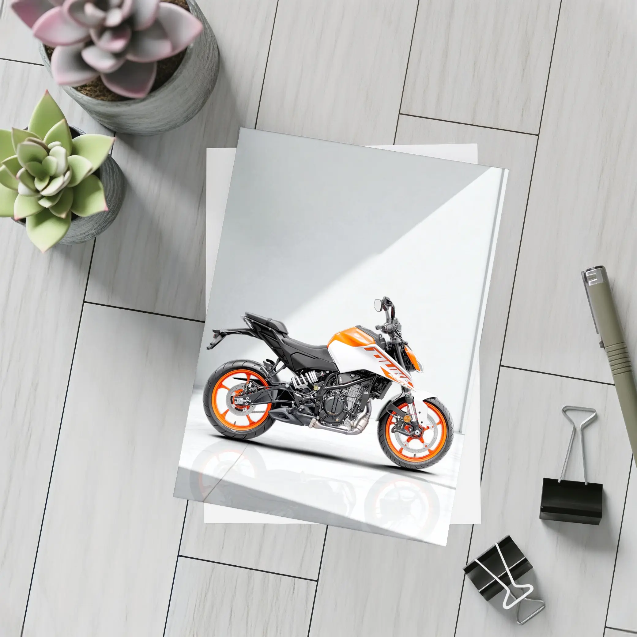 KTM Duke Motorcycle White Orange Studio – Postcards