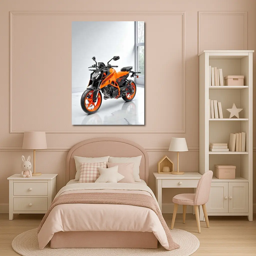 KTM Duke Orange Motorcycle Studio White Background – Wall Art