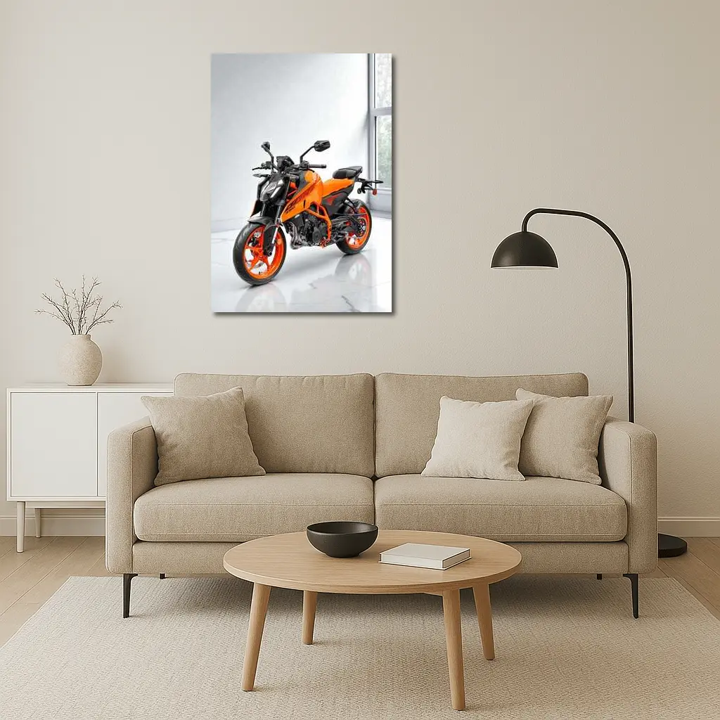 KTM Duke Orange Motorcycle Studio White Background – Wall Art