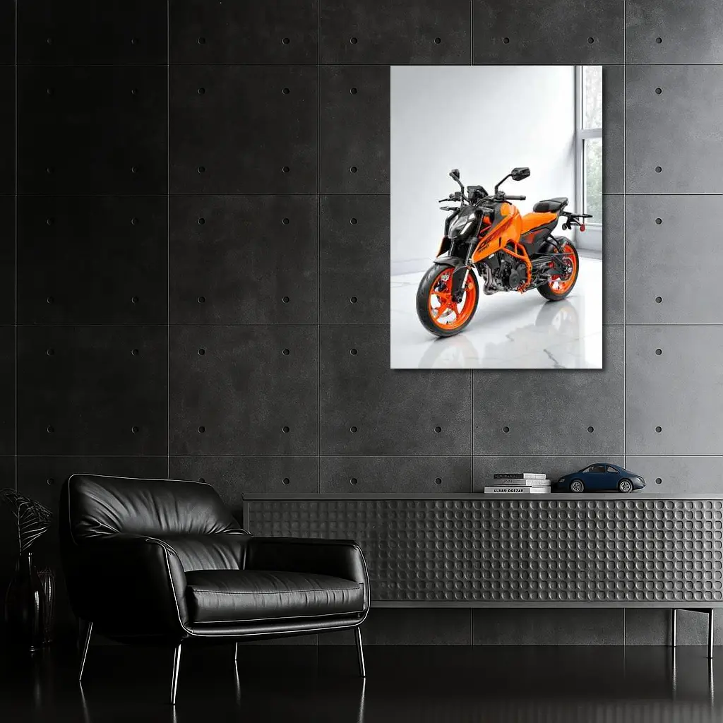 KTM Duke Orange Motorcycle Studio White Background – Wall Art