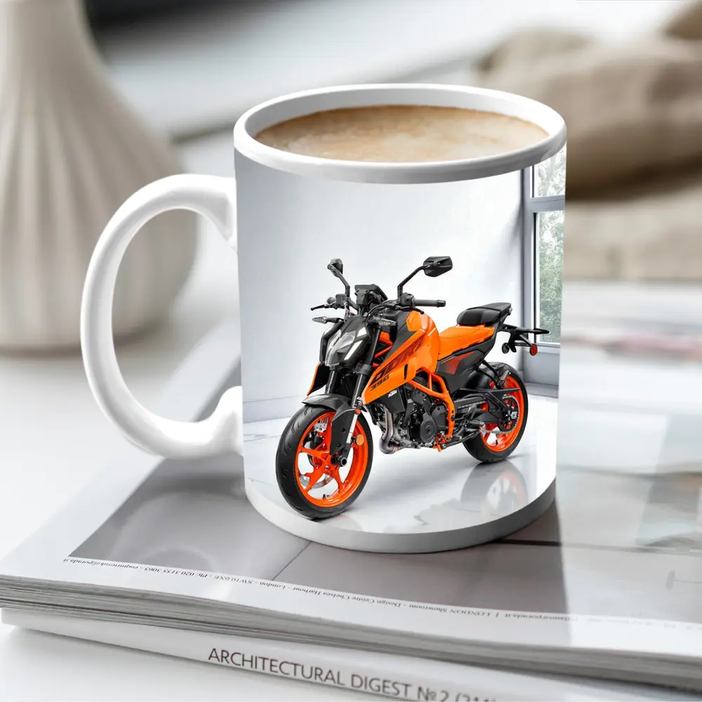 KTM Duke Orange Motorcycle Studio White Background – Mugs