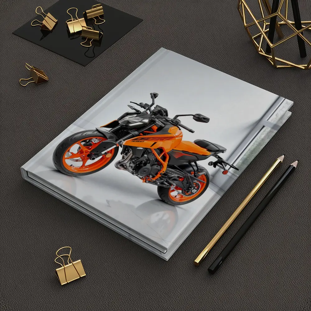 KTM Duke Orange Motorcycle Studio White Background – Notebooks