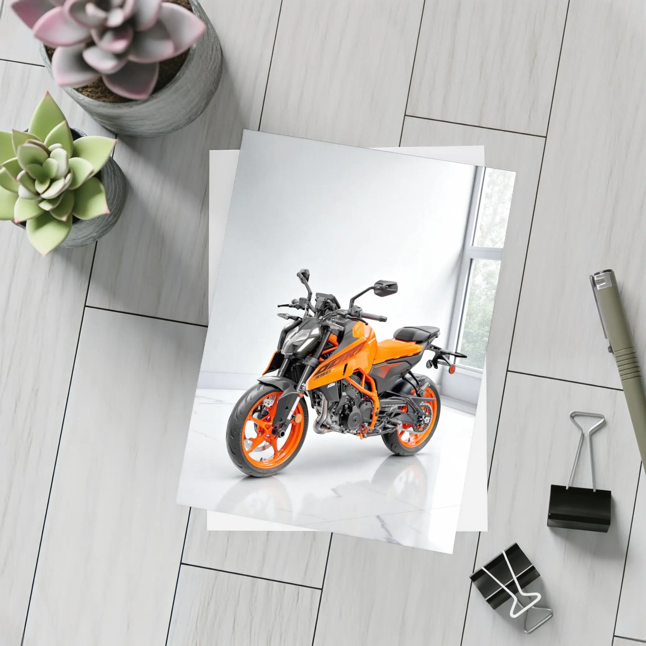 KTM Duke Orange Motorcycle Studio White Background – Postcards