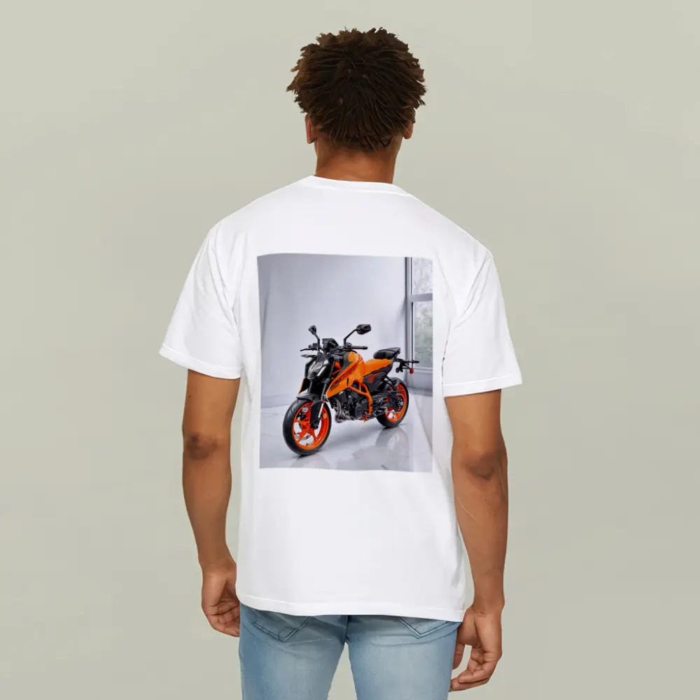 KTM Duke Orange Motorcycle Studio White Background – T-Shirts