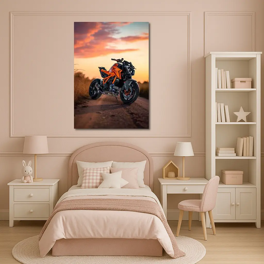 KTM Naked Bike Orange Sunset Road – Wall Art