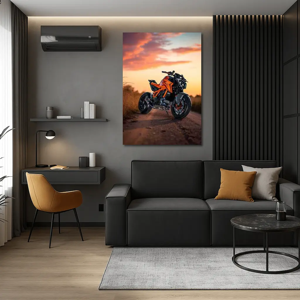 KTM Naked Bike Orange Sunset Road – Wall Art