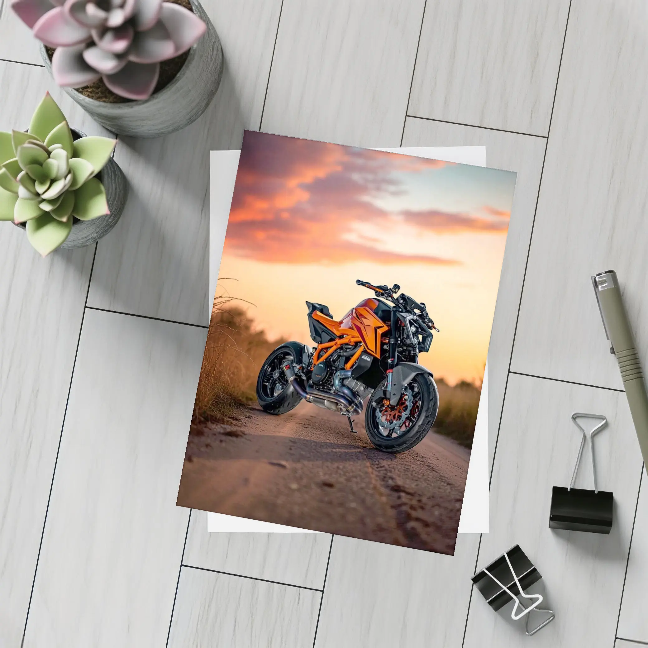 KTM Naked Bike Orange Sunset Road – Postcards