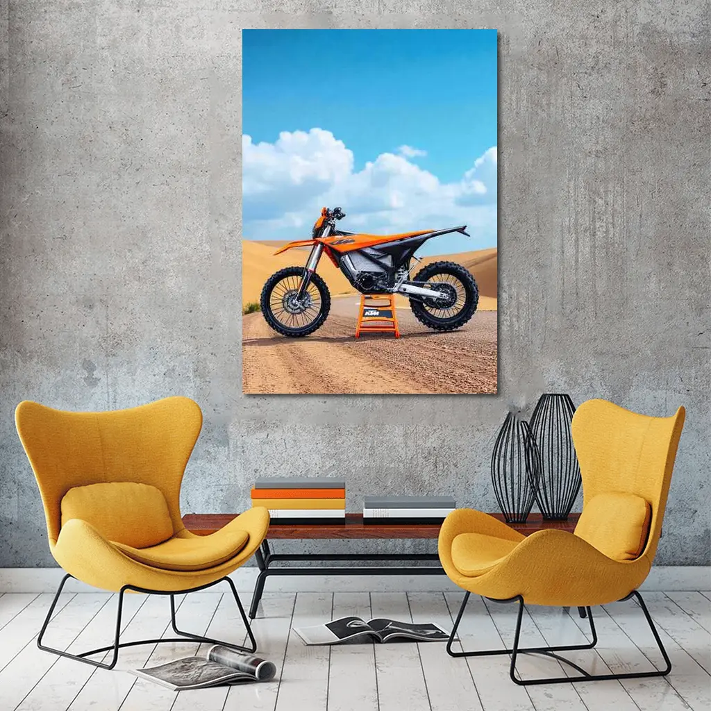 KTM Dirt Bike Orange Desert Sand Dunes – Wall Art