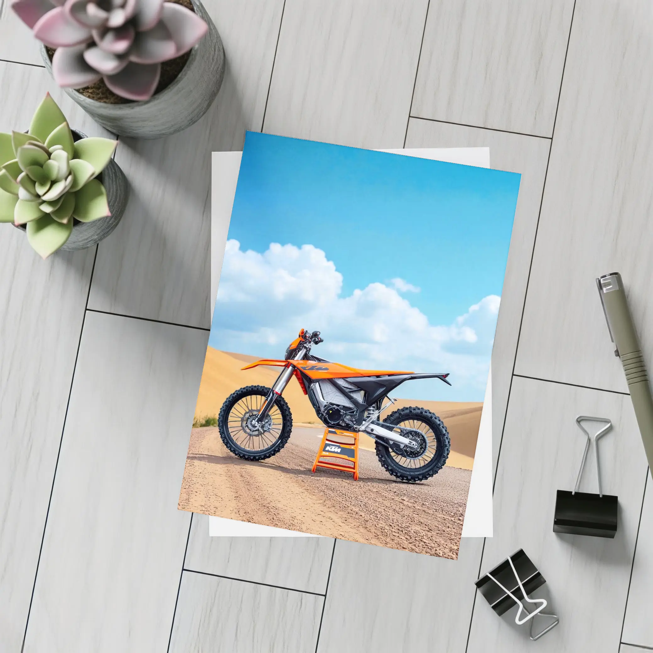 KTM Dirt Bike Orange Desert Sand Dunes – Postcards