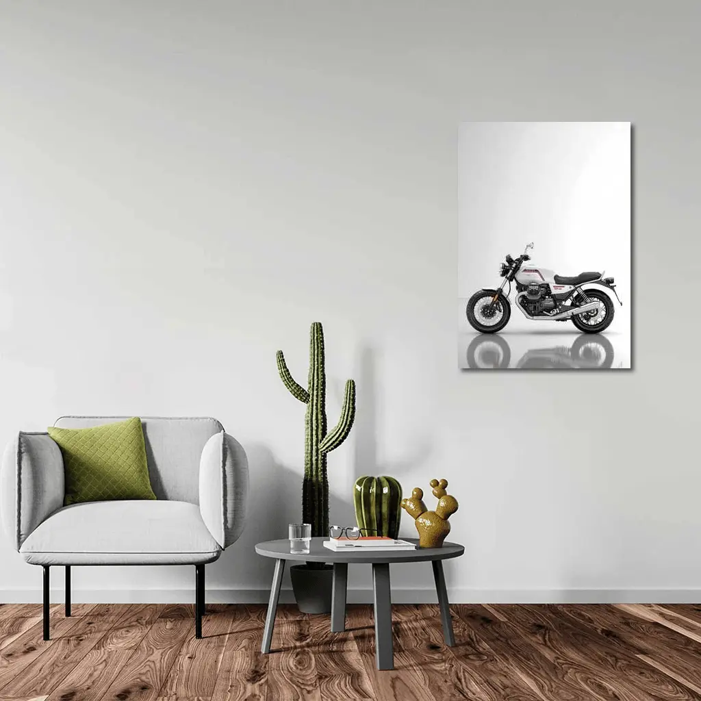 Moto Guzzi V7 White Studio Motorcycle – Wall Art