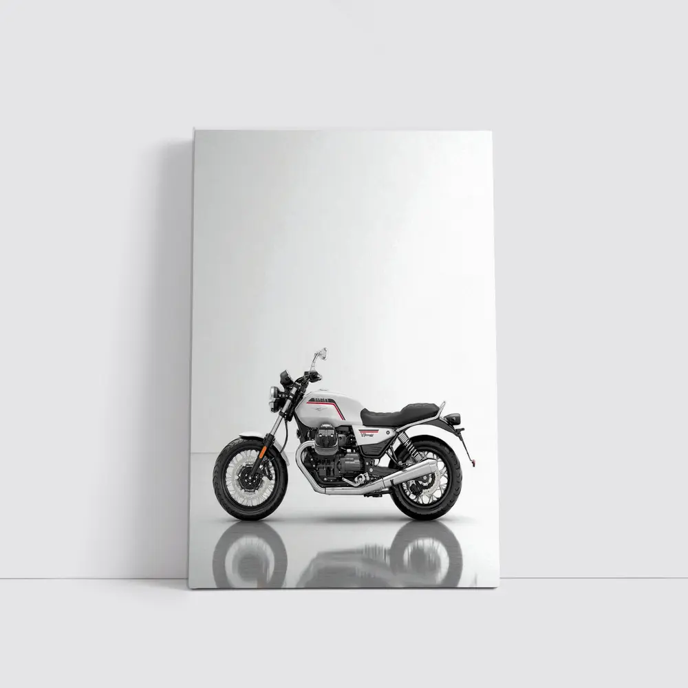 Moto Guzzi V7 White Studio Motorcycle – Wall Art