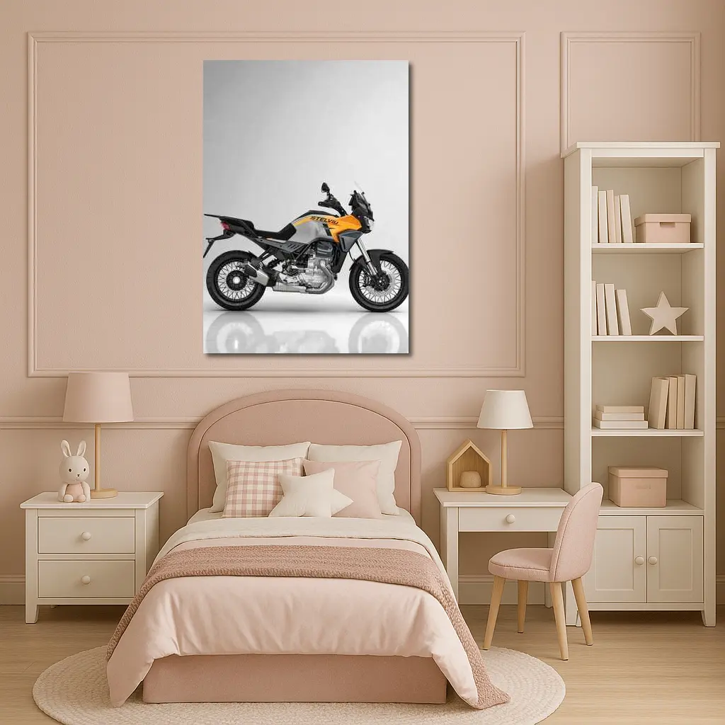 Moto Guzzi Stelvio Adventure Bike Gray Background – Wall Art