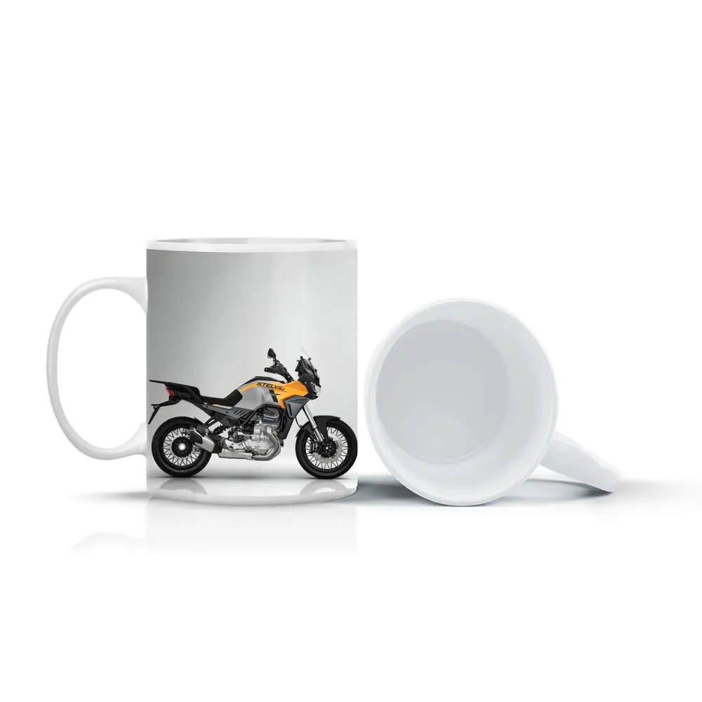 Moto Guzzi Stelvio Adventure Bike Gray Background – Mugs