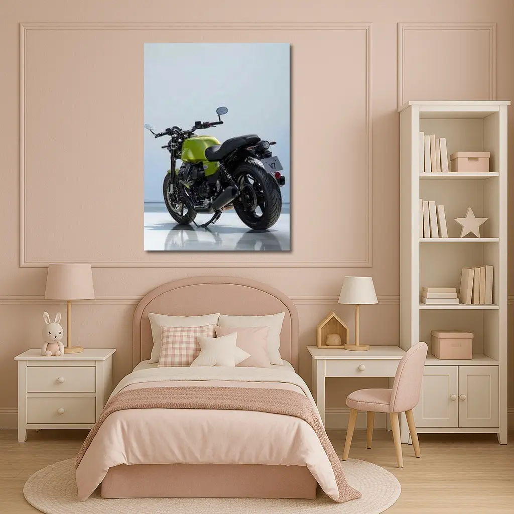 Moto Guzzi V7 Green Motorcycle Studio Shot – Wall Art