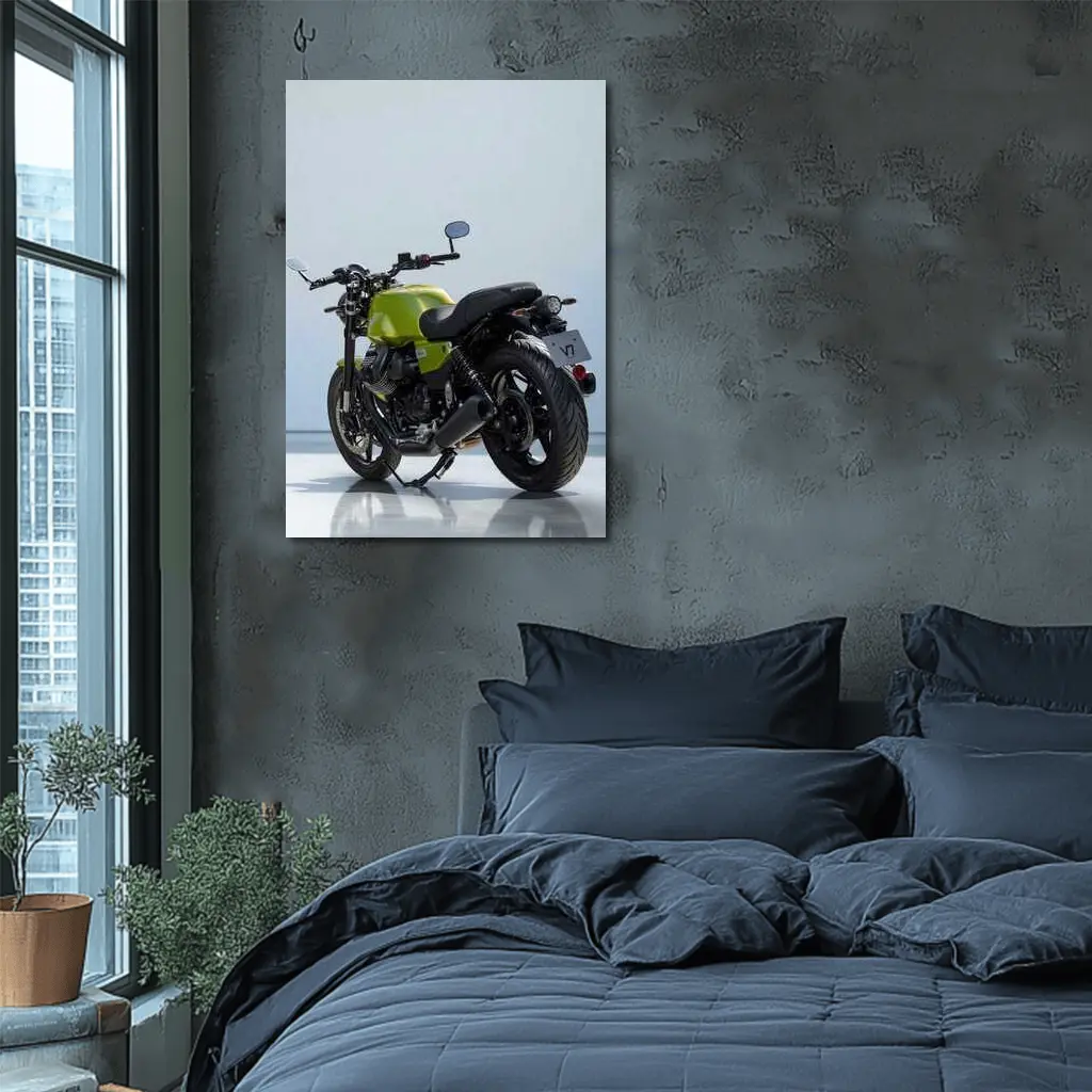 Moto Guzzi V7 Green Motorcycle Studio Shot – Wall Art