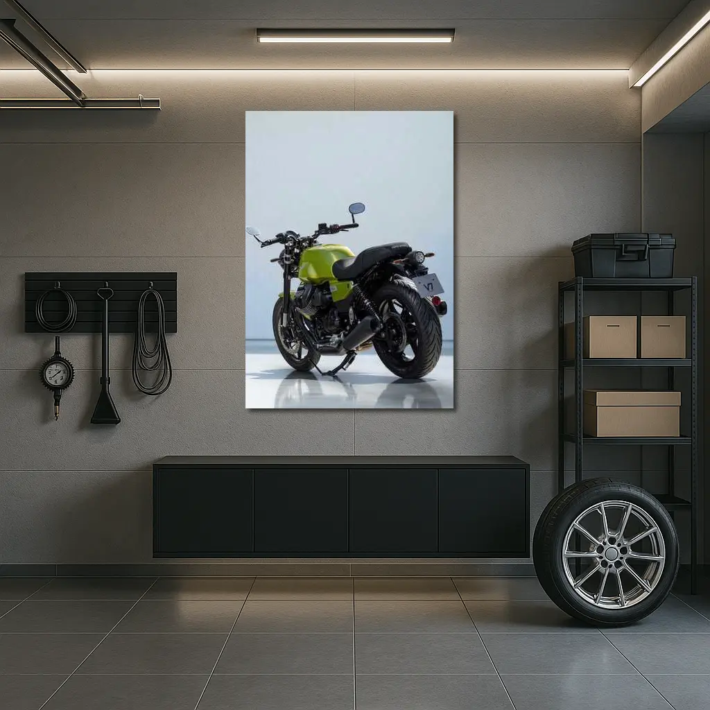 Moto Guzzi V7 Green Motorcycle Studio Shot – Wall Art