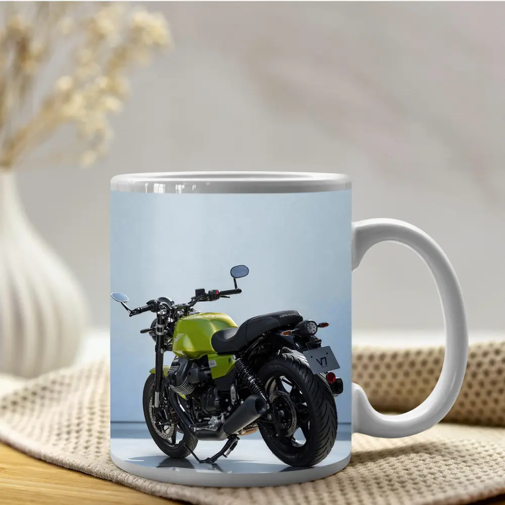 Moto Guzzi V7 Green Motorcycle Studio Shot – Mugs