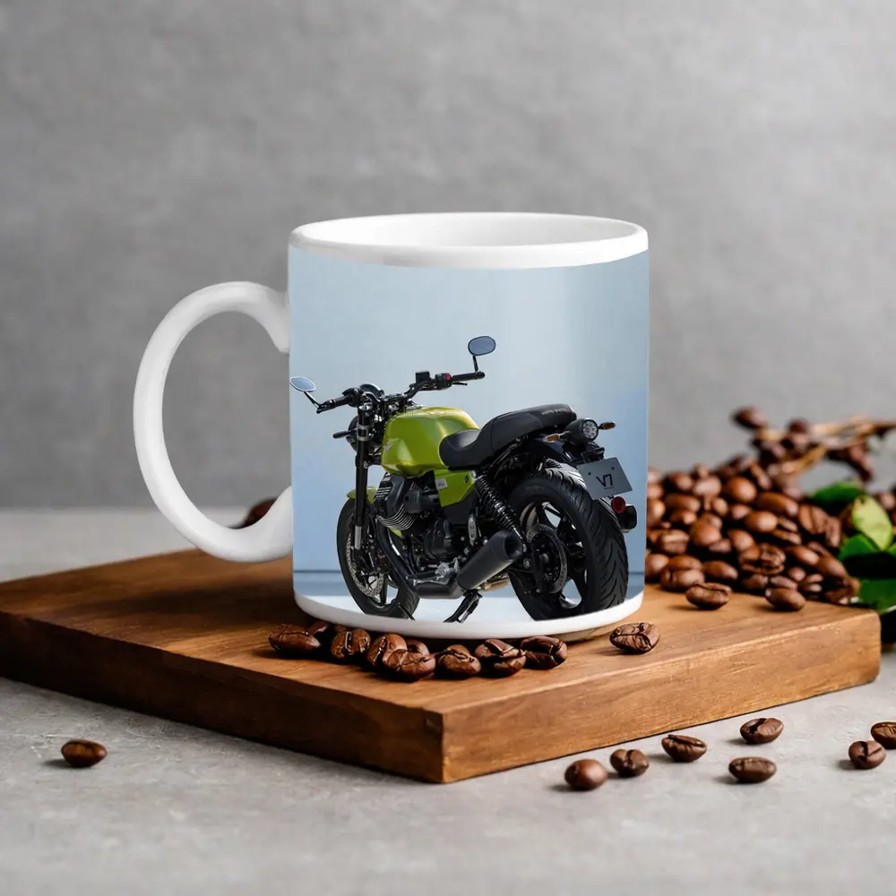 Moto Guzzi V7 Green Motorcycle Studio Shot – Mugs